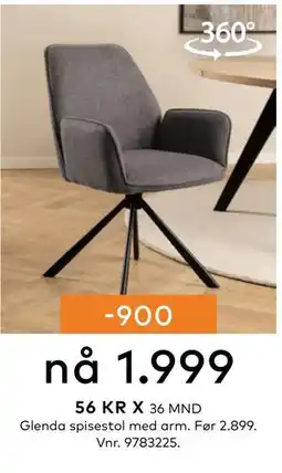 Skeidar Glenda spisestol med arm tilbud