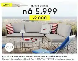 Skeidar Cancun hjørnesofa med bord tilbud