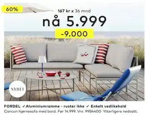Skeidar Cancun hjørnesofa med bord tilbud