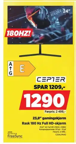 POWER 23,8 gamingskjerm tilbud