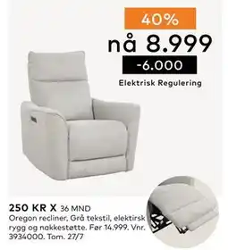 Skeidar Oregon recliner tilbud