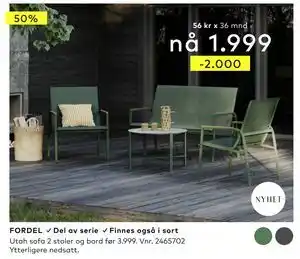 Skeidar Utah sofa 2 stoler og bord tilbud