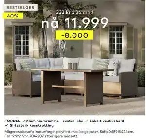 Skeidar Mågerø spisesofa tilbud