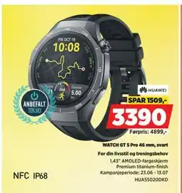 POWER WATCH GT 5 Pro 46 mm, svart tilbud