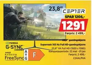 POWER 23,8 gamingskjerm tilbud