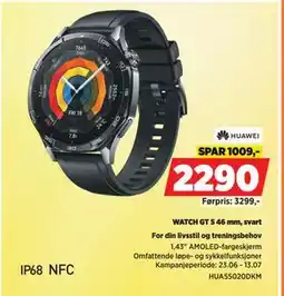 POWER WATCH GT 5 46 mm, svart tilbud