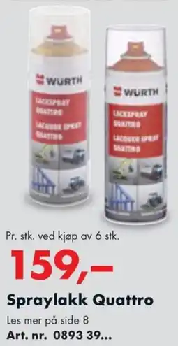Würth Spraylakk Quattro tilbud