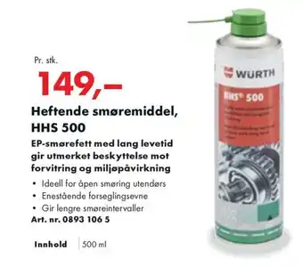 Würth Heftende smøremiddel, HHS 500 tilbud