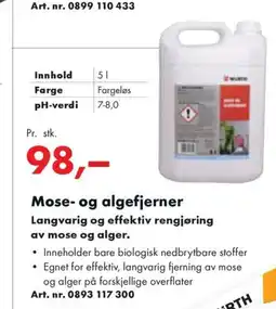 Würth Mose- og algefjerner Langvarig og effektiv rengjøring av mose og alger. tilbud