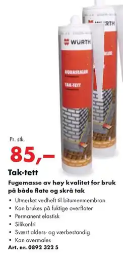 Würth Tak-tett tilbud