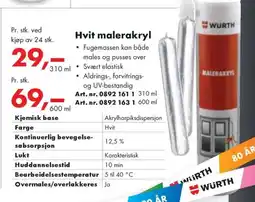 Würth Hvit malerakryl tilbud