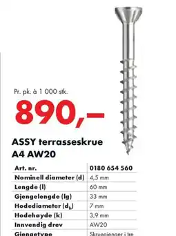 Würth ASSY terrasseskrue A4 AW20 tilbud