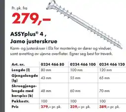 Würth ASSYplus® 4, Jamo justerskrue tilbud