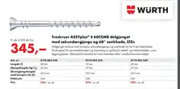 Würth Treskruer ASSYplus® 4 60CSMR delgjenget med sekundærgjenge og 60° senkhode, ElZn tilbud