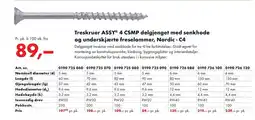 Würth Treskruer ASSY® 4 CSMP delgjenget med senkhode og underskjærte freselommer, Nordic - C4 tilbud