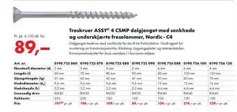 Würth Treskruer ASSY® 4 CSMP delgjenget med senkhode og underskjærte freselommer, Nordic - C4 tilbud