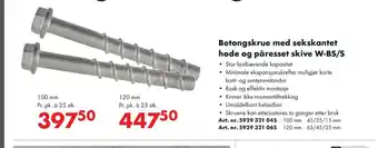 Würth Betongskrue med sekskantet hode og påresset skive W-BS/S tilbud