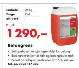 Würth Betongrens tilbud