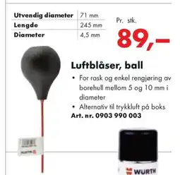 Würth Luftblåser, ball tilbud