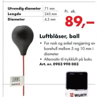 Würth Luftblåser, ball tilbud