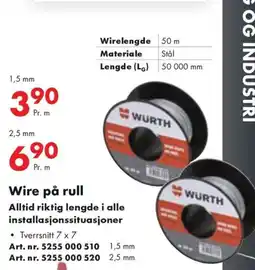 Würth Wire på rull Alltid riktig lengde i alle installasjonssituasjoner tilbud