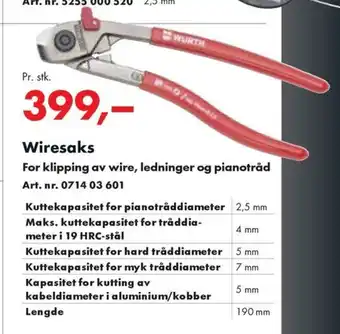 Würth Wiresaks tilbud