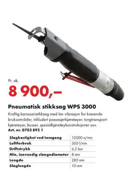 Würth Pneumatisk stikksag WPS 3000 tilbud