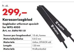 Würth Karosserisagblad tilbud