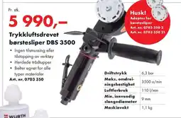 Würth Trykkluftsdrevet børstesliper DBS 3500 tilbud