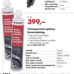 Würth 2-komponents epoksy- tinnerstatning tilbud