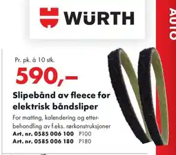Würth Slipebånd av fleece for elektrisk båndsliper tilbud