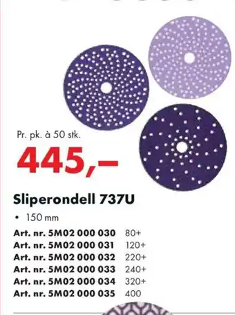 Würth Sliperondell 737U tilbud