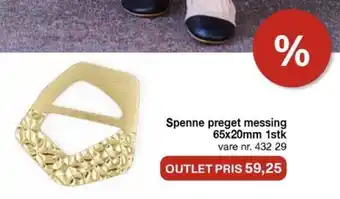 Stoff & Stil Spenne preget messing 65x20mm 1stk vare nr. 432 29 tilbud