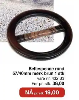 Stoff & Stil Beltespenne rund 57/40mm mørk brun 1 stk tilbud