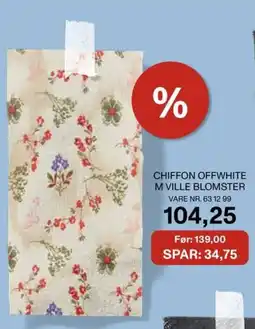 Stoff & Stil Chiffon offwhite m ville blomster tilbud