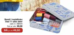 Stoff & Stil Sysett i metallboks med 11 ulike deler tilbud