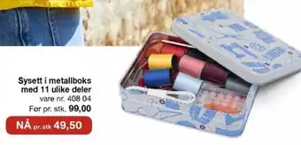 Stoff & Stil Sysett i metallboks med 11 ulike deler tilbud