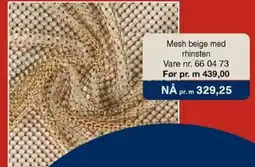 Stoff & Stil Mesh beige med rhinsten tilbud