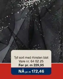 Stoff & Stil Tyll sort med rhinsten blot tilbud
