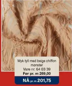 Stoff & Stil Myk tyll med beige chiffon monster tilbud