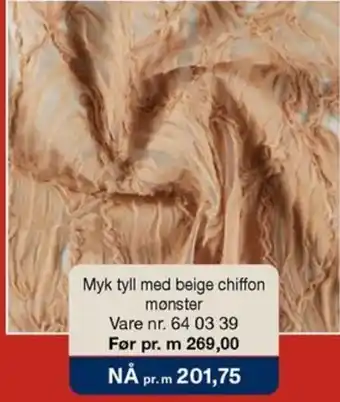 Stoff & Stil Myk tyll med beige chiffon monster tilbud