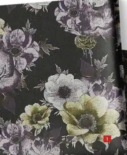 Stoff & Stil Vevet jacquard sort m lilla/ gul blomster tilbud
