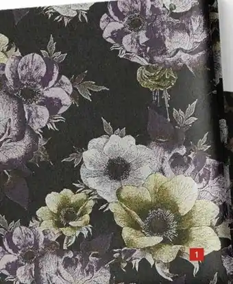 Stoff & Stil Vevet jacquard sort m lilla/ gul blomster tilbud