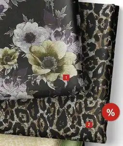 Stoff & Stil Jacquard leo mønster sort/ brun/sølv tilbud