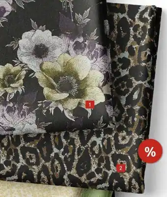 Stoff & Stil Jacquard leo mønster sort/ brun/sølv tilbud