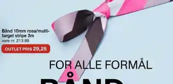 Stoff & Stil Bånd 10mm rosa/multi- farget stripe 3m tilbud