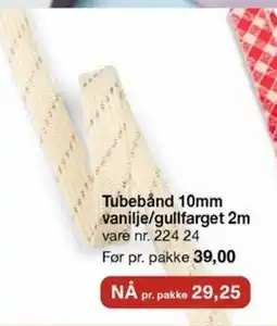 Stoff & Stil Tubebånd 10mm vanilje/gullfarget 2m vare nr tilbud