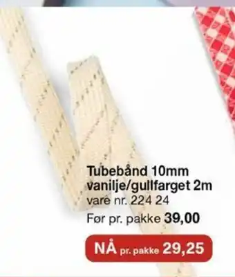 Stoff & Stil Tubebånd 10mm vanilje/gullfarget 2m vare nr tilbud