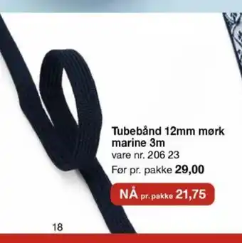 Stoff & Stil Tubebånd 12mm mørk marine 3m vare nr. 206 23 tilbud