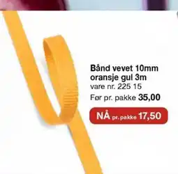 Stoff & Stil Bånd vevet 10mm oransje gul 3m tilbud